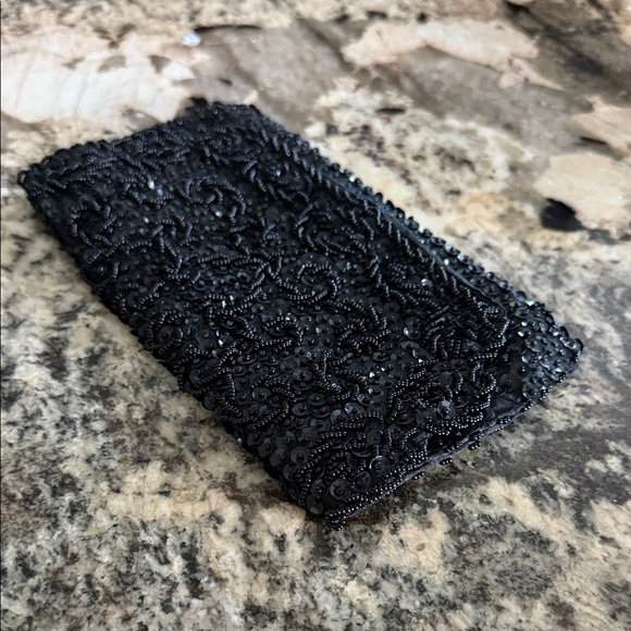 Vintage Bon Soir Black Italian Glass-Beaded & Sequined Clutch - Picture 4 of 6